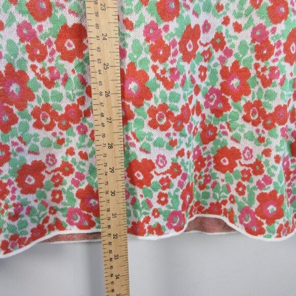 Zara Floral Halter Dress M Pink Green Knit Open Back Viscose Cotton Beach 194 - Picture 12 of 13